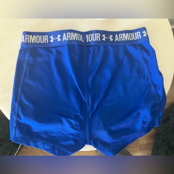 Blue Under Armour practice shorts for girls. - Picture 2 of 2